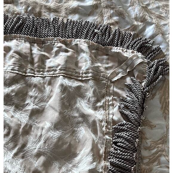 Custom Made Tablecloth Square Heavy Luxury Damask Jacquard Champagne Cord Fringe - Picture 5 of 6